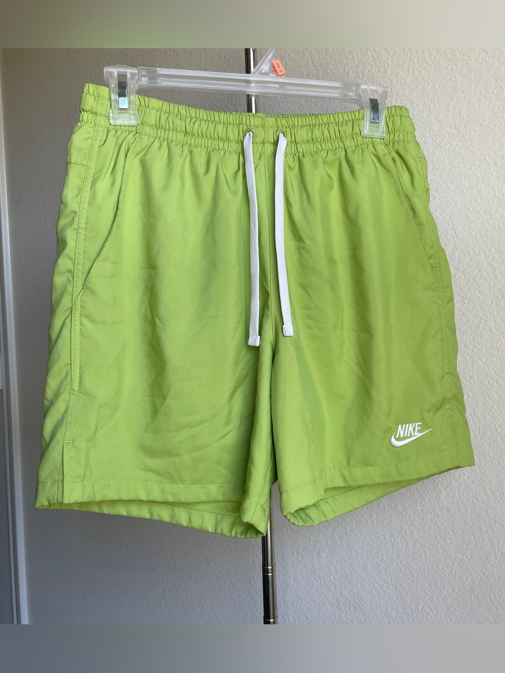 Nike Bright Lime Green Mesh Athletic Shorts with Drawstring